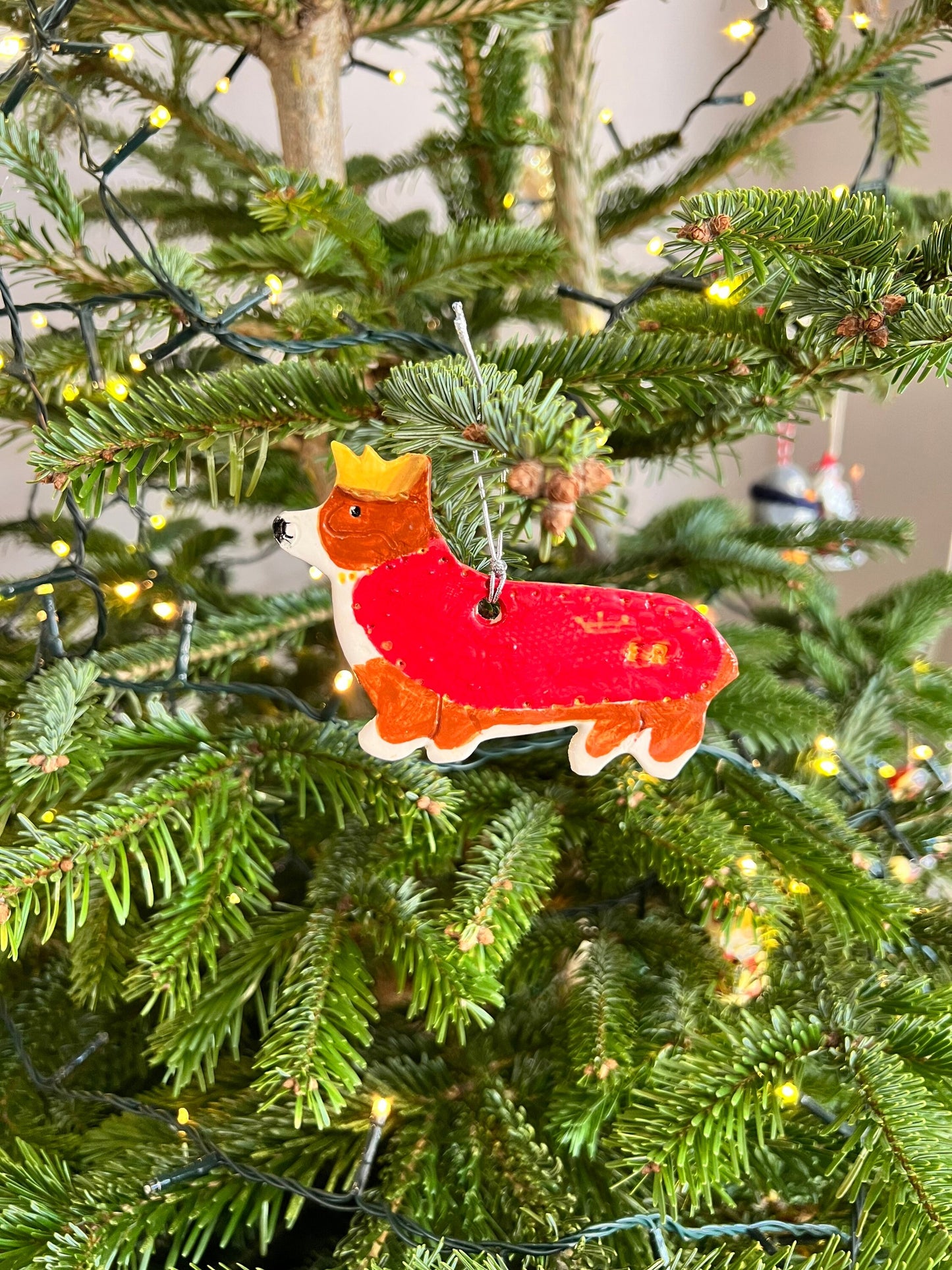 A Royal Corgi Christmas Decoration Ceramic