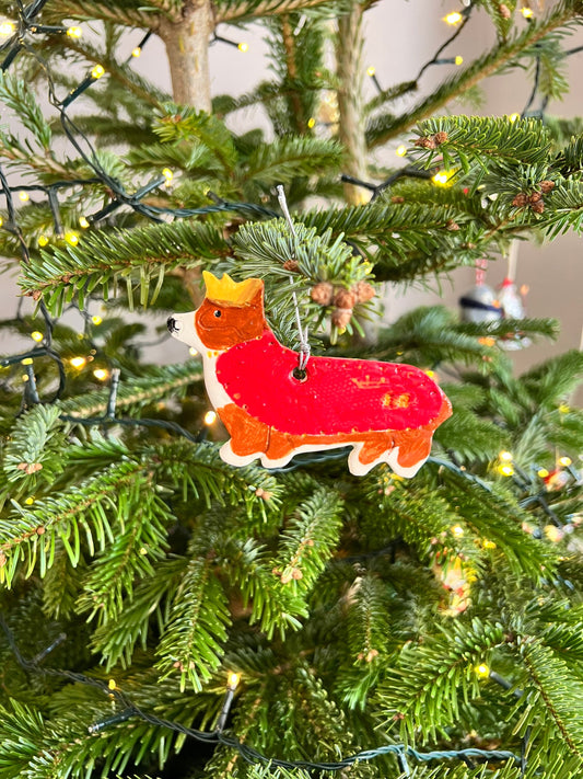 A Royal Corgi Christmas Decoration Ceramic