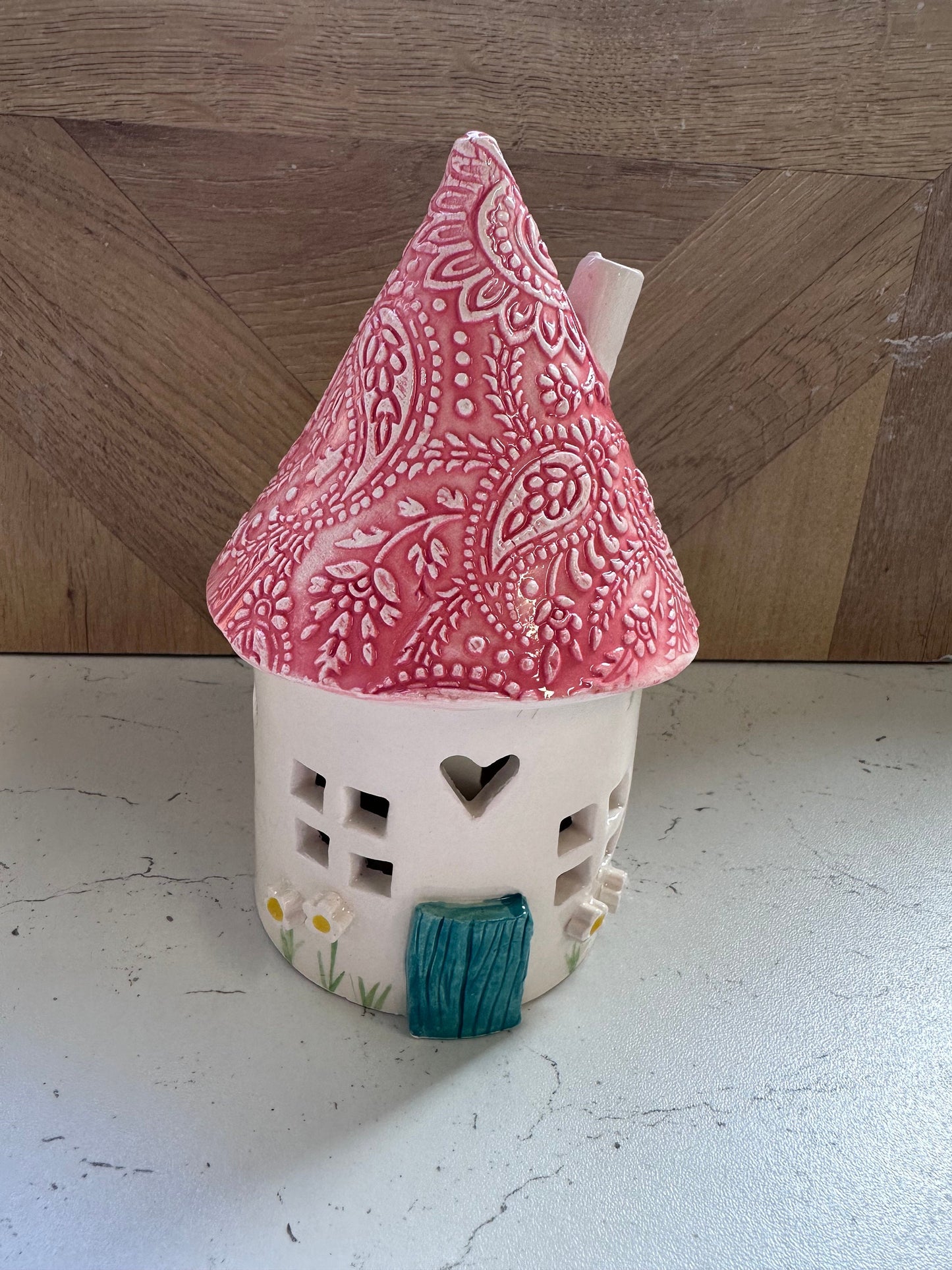 Ceramic Round Fairy Elf House Tea Light Holder