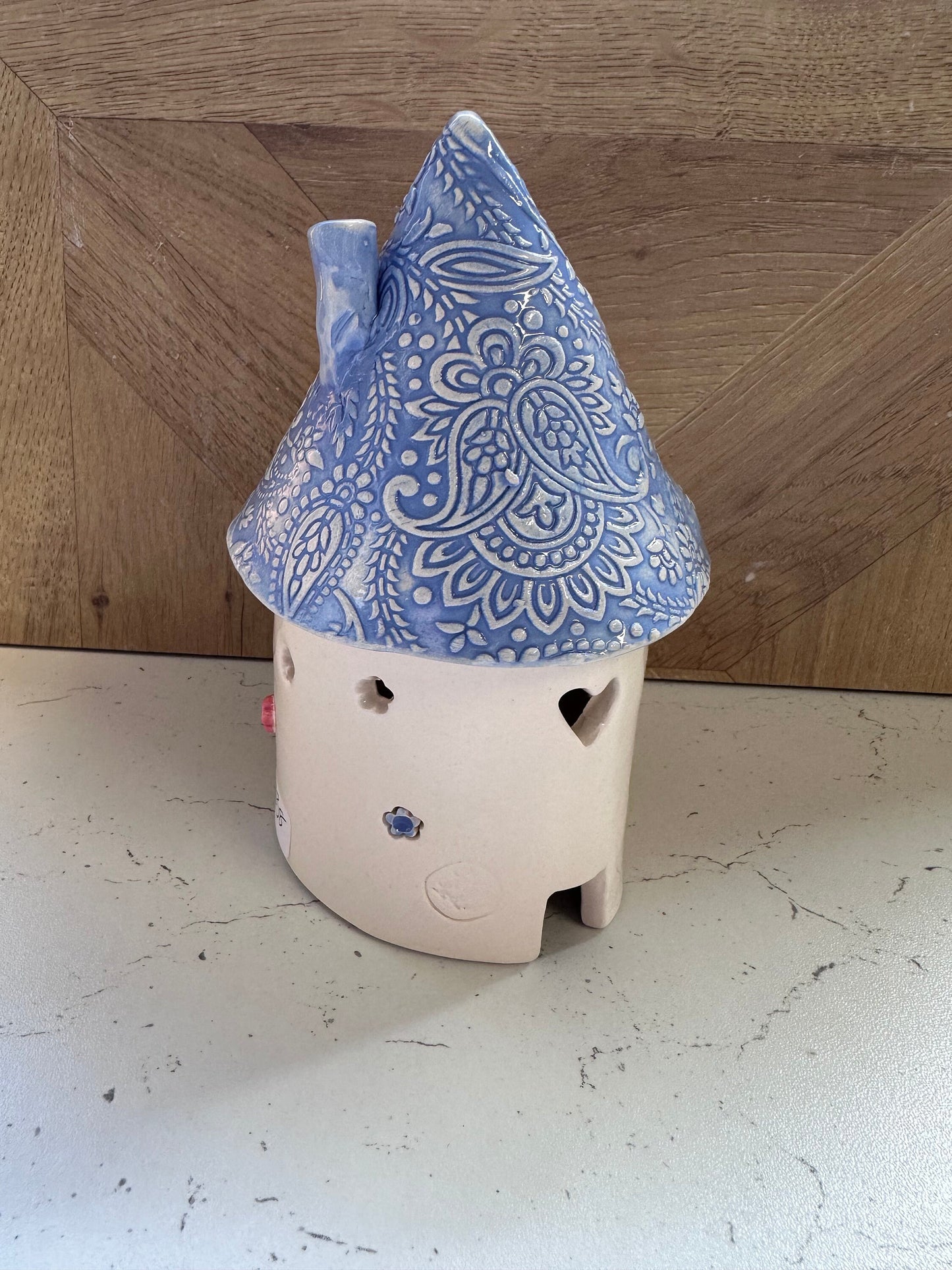 Ceramic Round Fairy Elf House Tea Light Holder