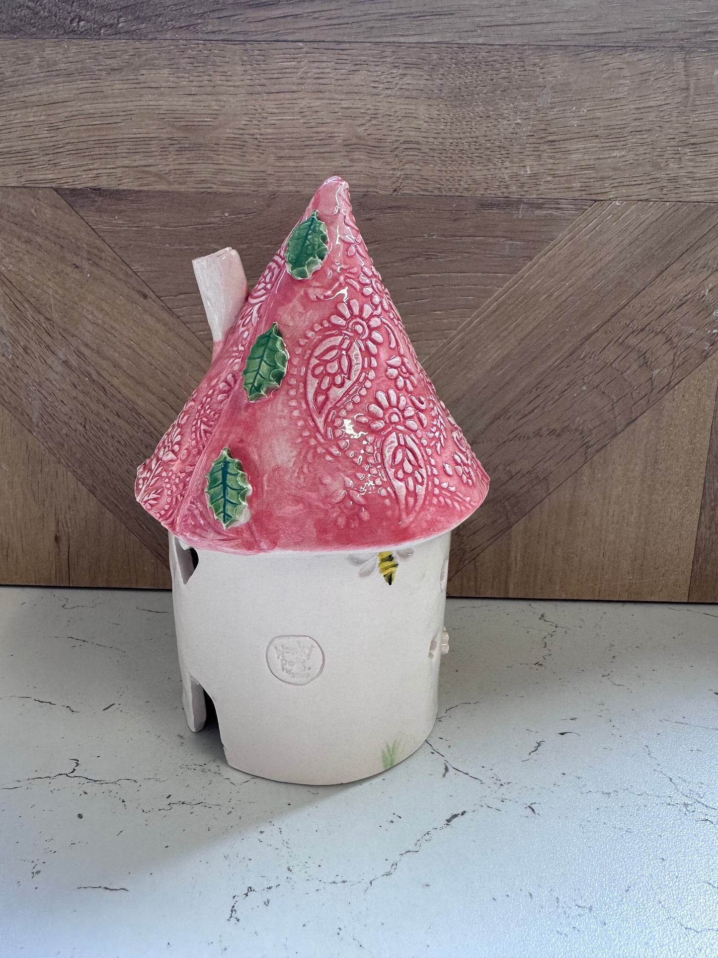 Ceramic Round Fairy Elf House Tea Light Holder