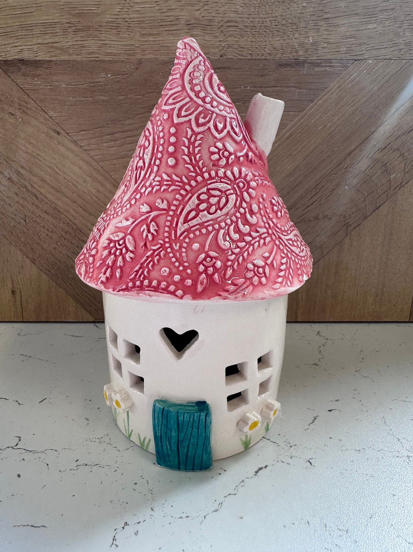 Ceramic Round Fairy Elf House Tea Light Holder