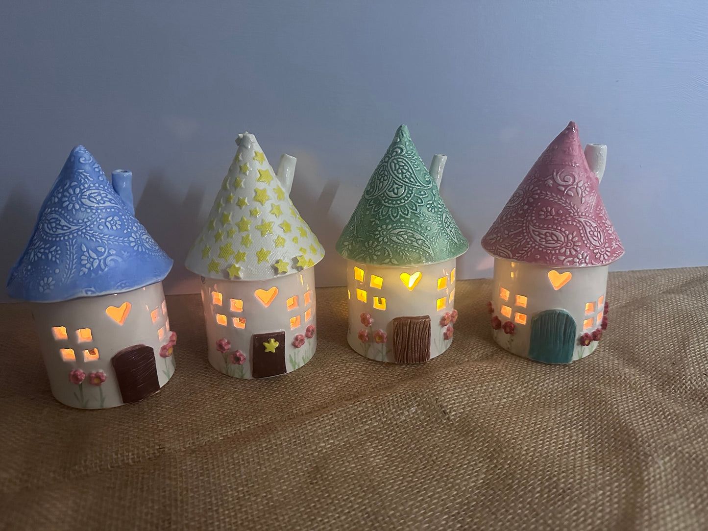 Ceramic Round Fairy Elf House Tea Light Holder