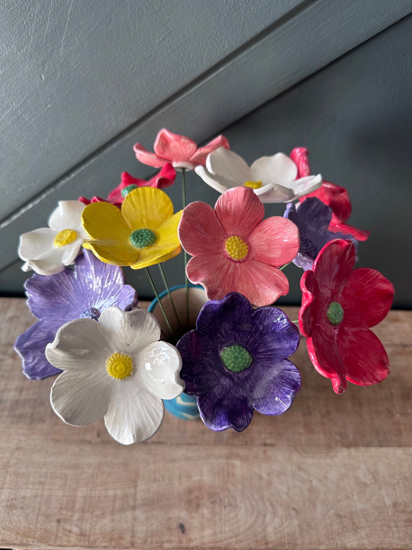 Ceramic Handmade Flowers - Made in Devon - Each is Unique