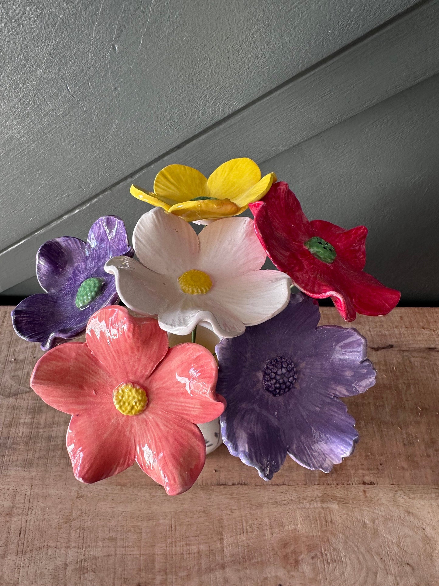 Ceramic Handmade Flowers - Made in Devon - Each is Unique