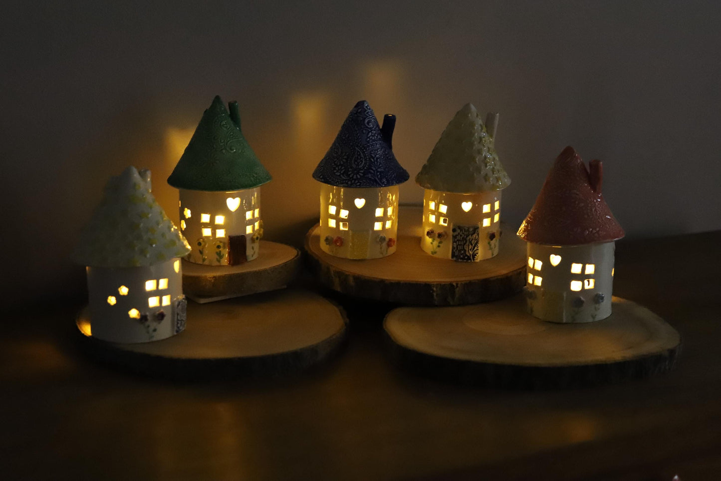Ceramic Round Fairy Elf House Tea Light Holder