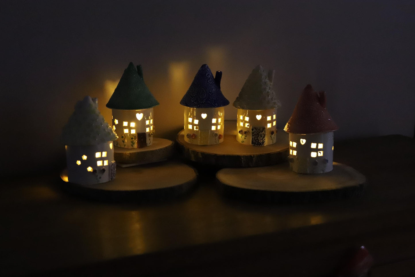 Ceramic Round Fairy Elf House Tea Light Holder