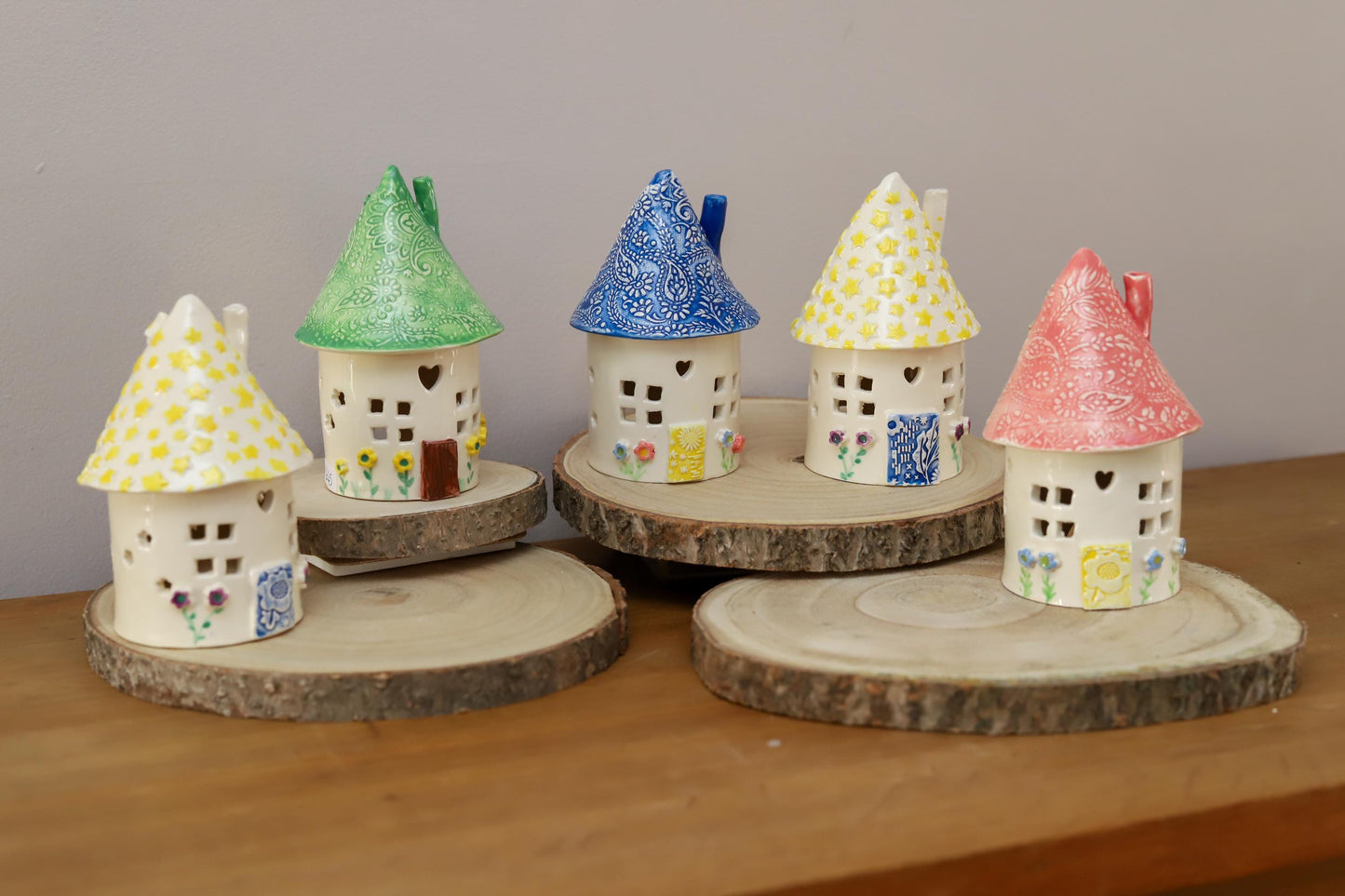 Ceramic Round Fairy Elf House Tea Light Holder