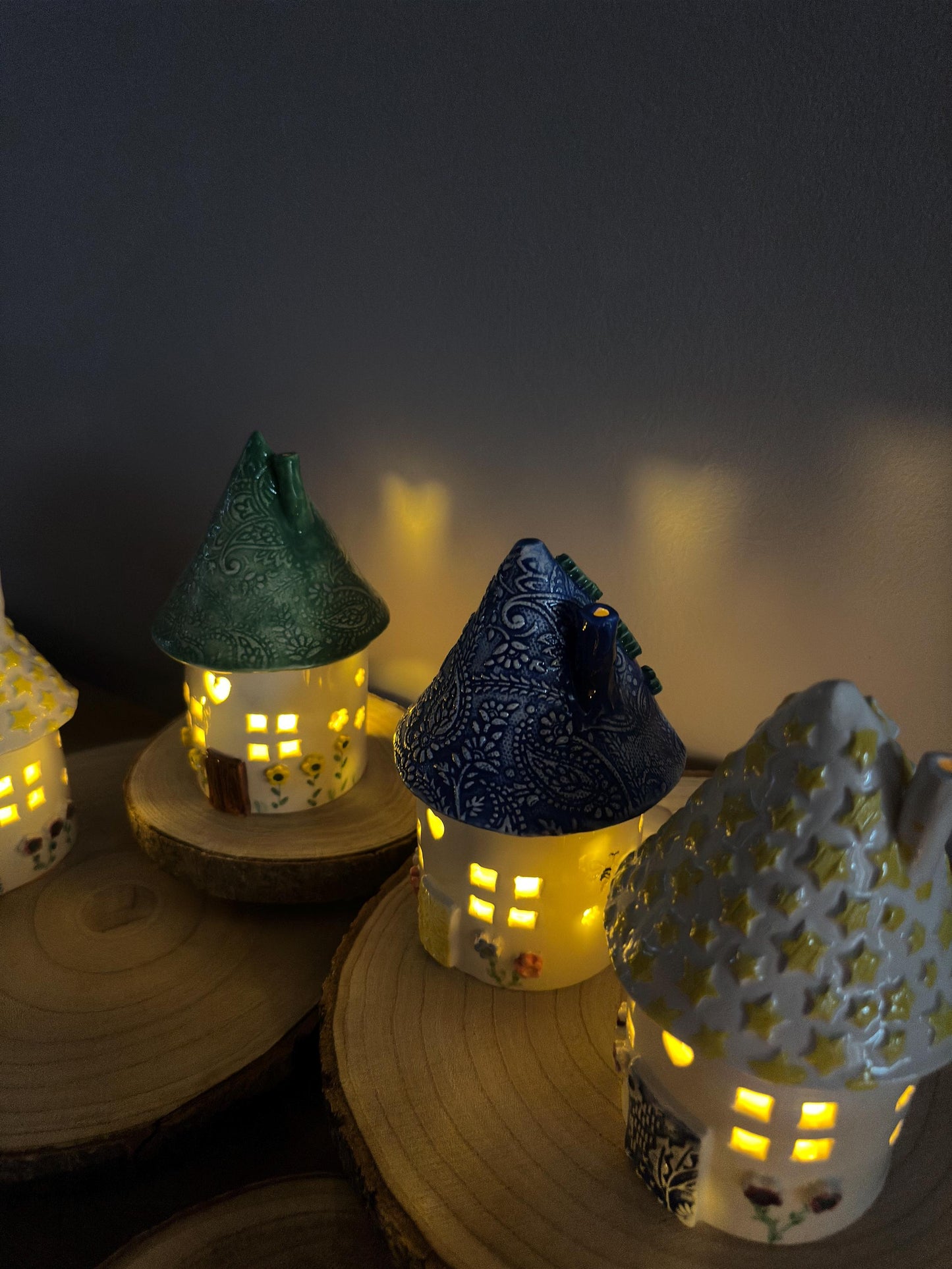 Ceramic Round Fairy Elf House Tea Light Holder