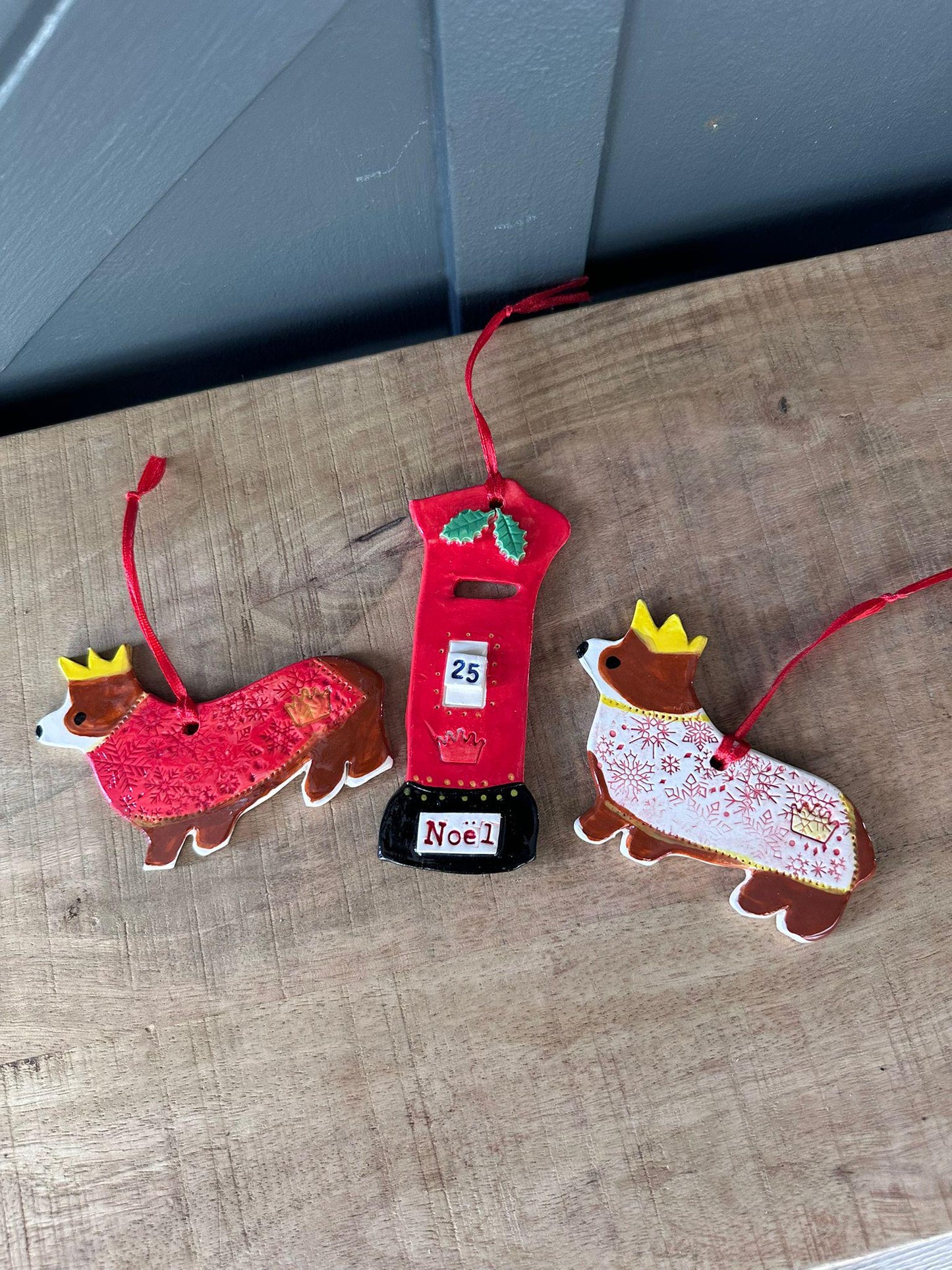 A Royal Corgi Christmas Decoration Ceramic