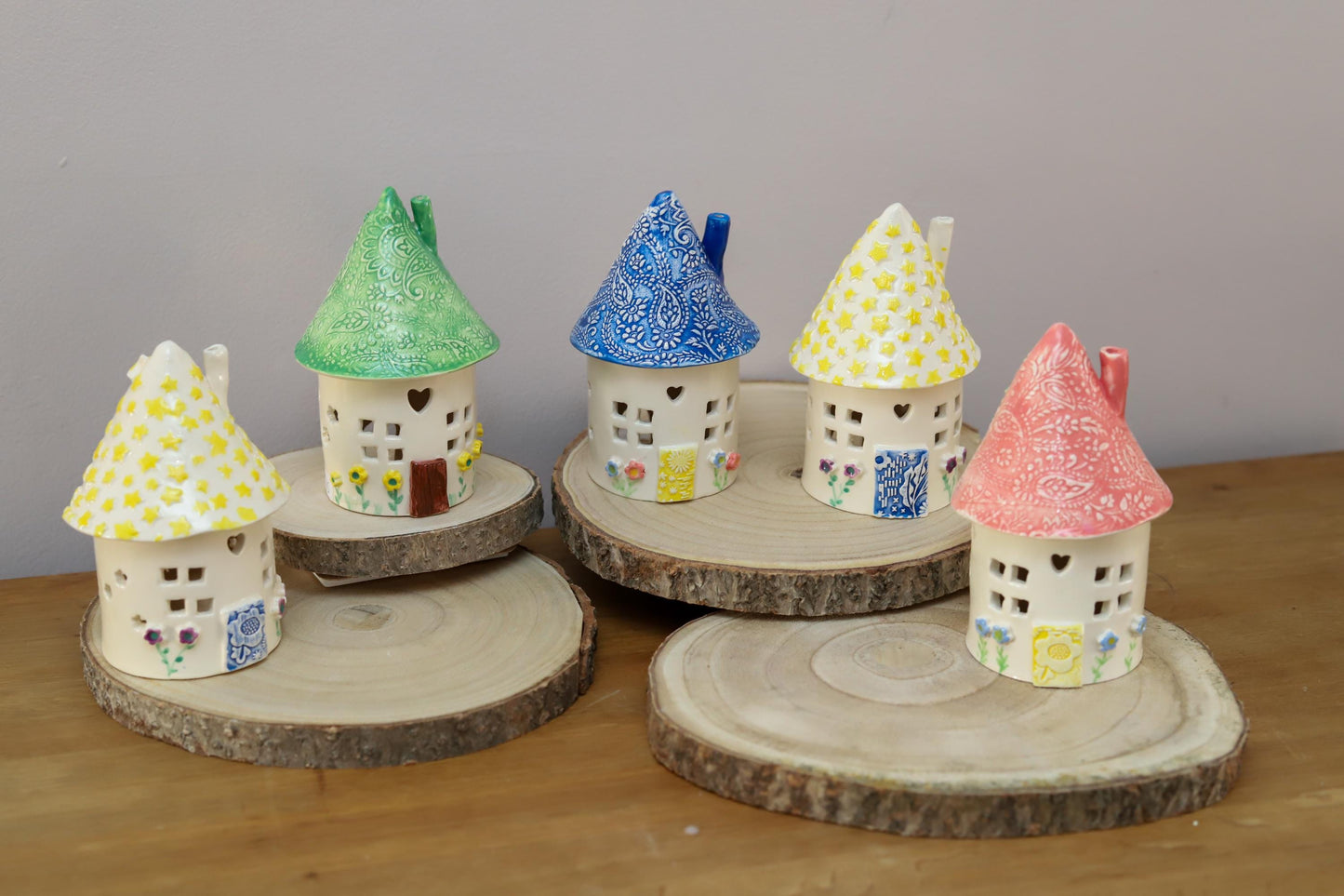 Ceramic Round Fairy Elf House Tea Light Holder