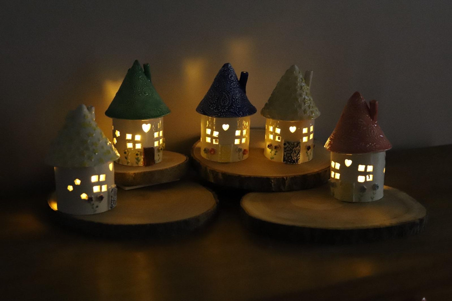 Ceramic Round Fairy Elf House Tea Light Holder