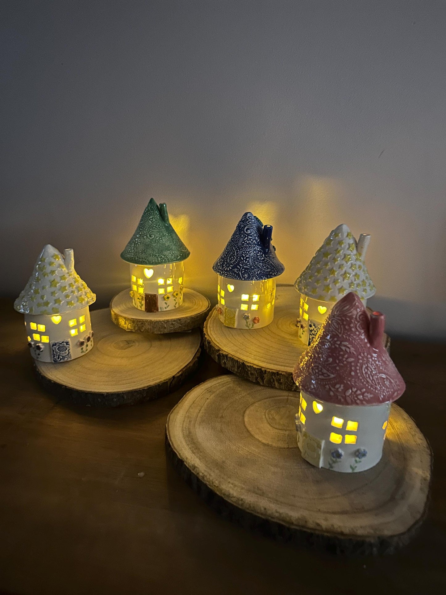 Ceramic Round Fairy Elf House Tea Light Holder