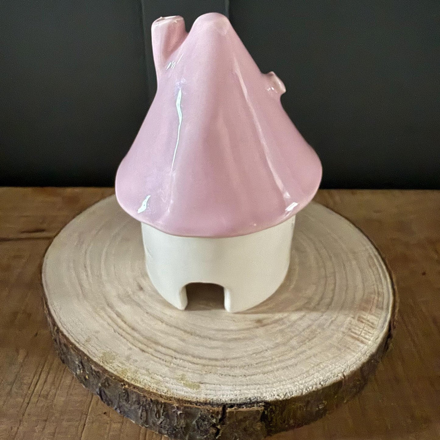 Ceramic Mini Round Fairy Elf House Tea Light Holder