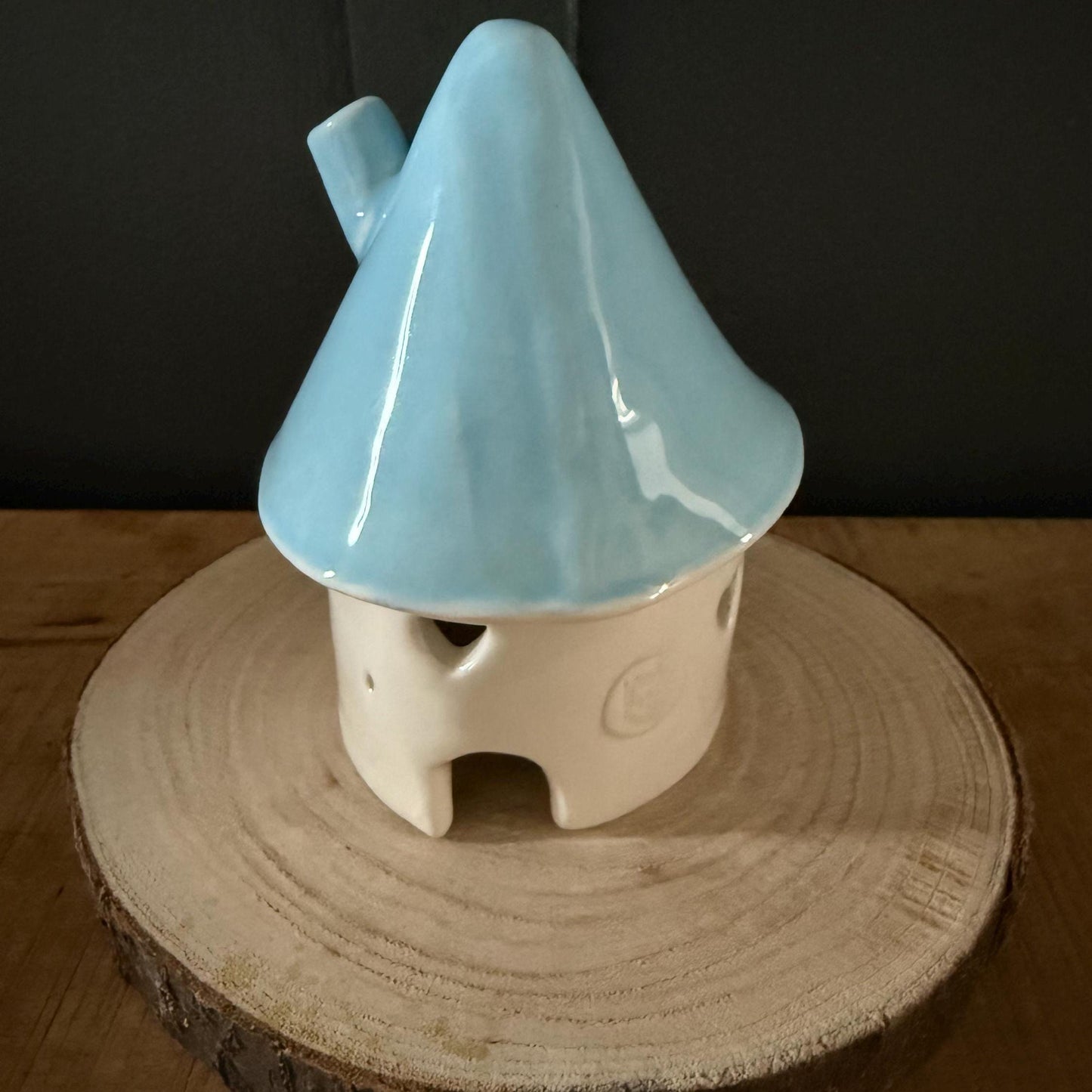 Ceramic Mini Round Fairy Elf House Tea Light Holder