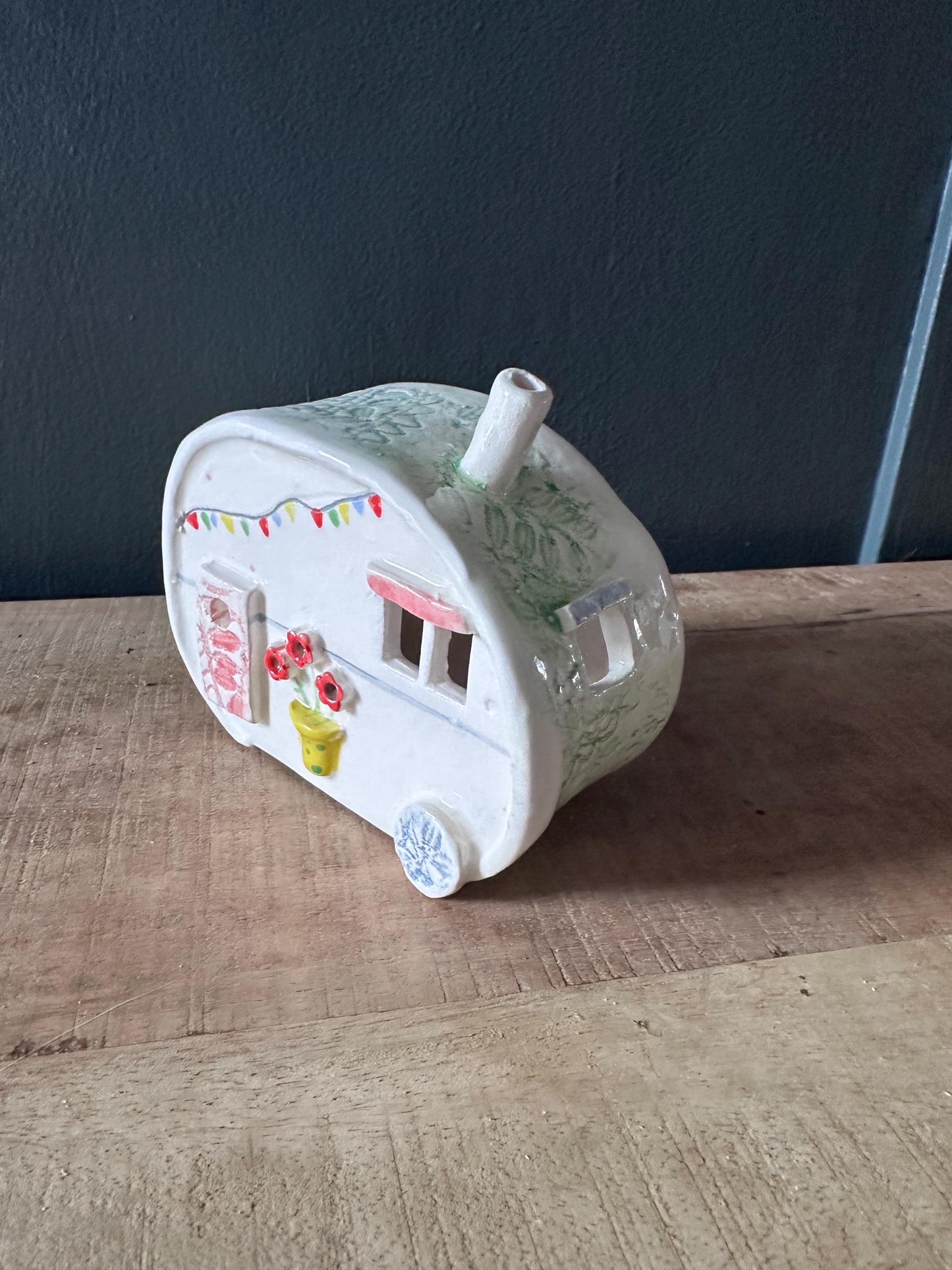 Beautifully Handmade Ceramic Tea Light Caravan