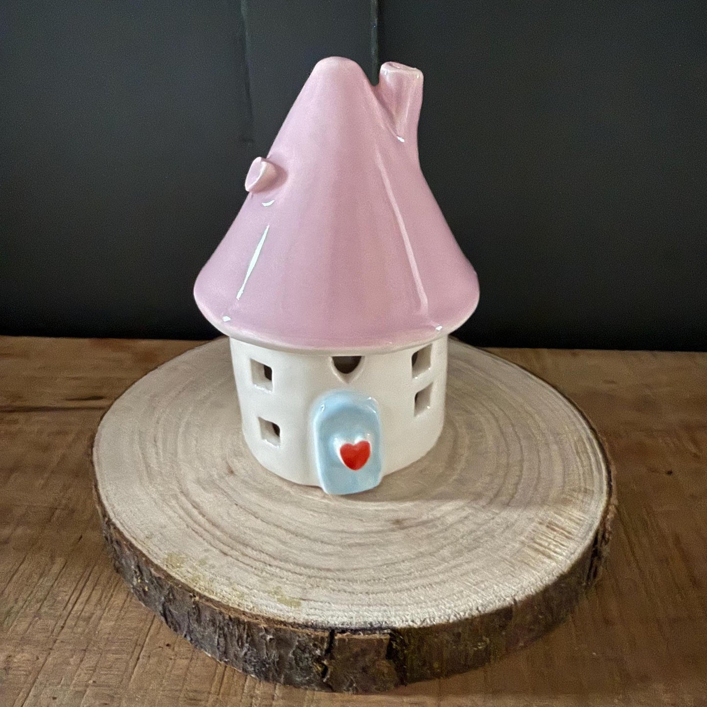 Ceramic Mini Round Fairy Elf House Tea Light Holder
