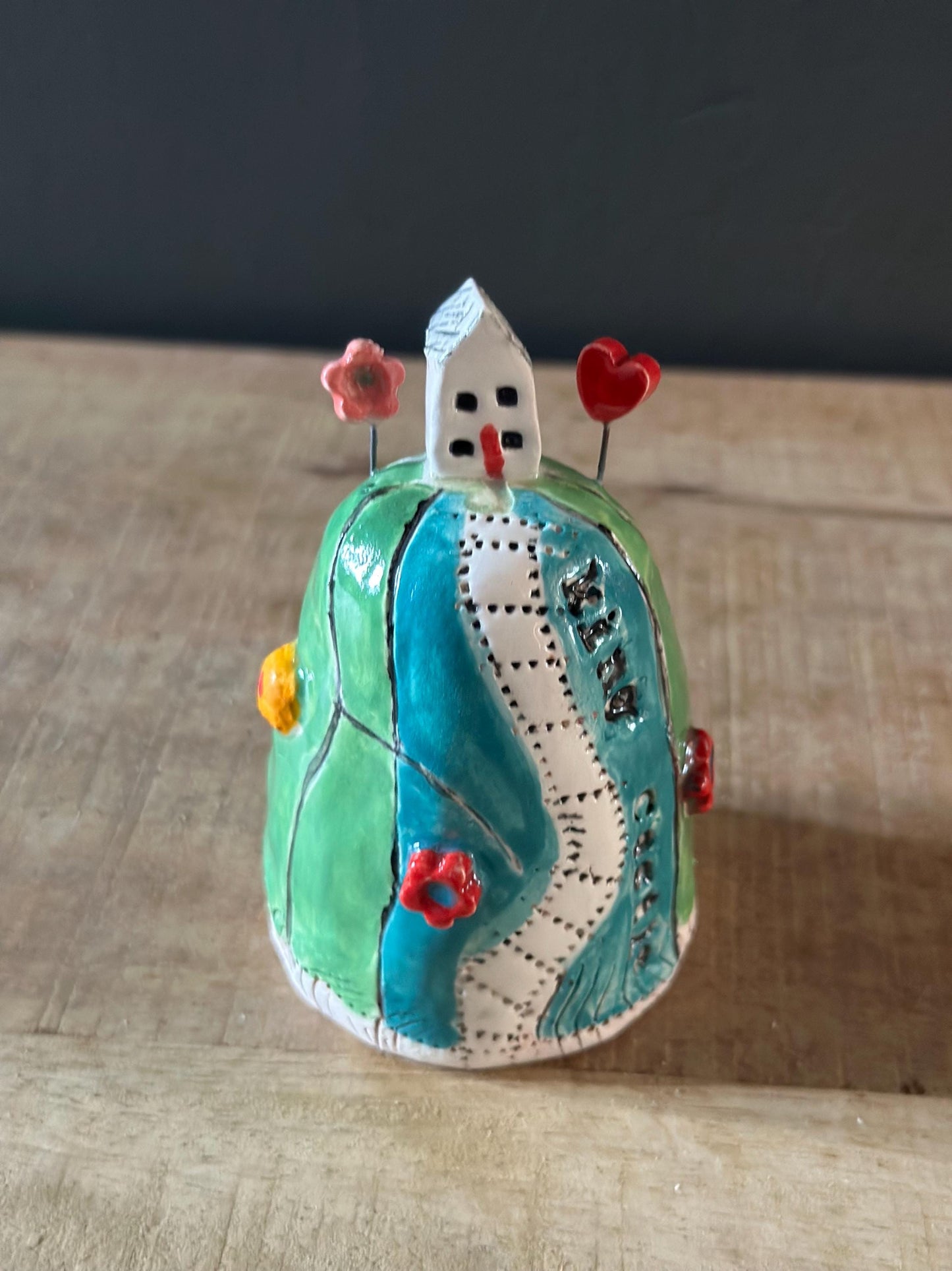 Ceramic House on the Hill Sculpture