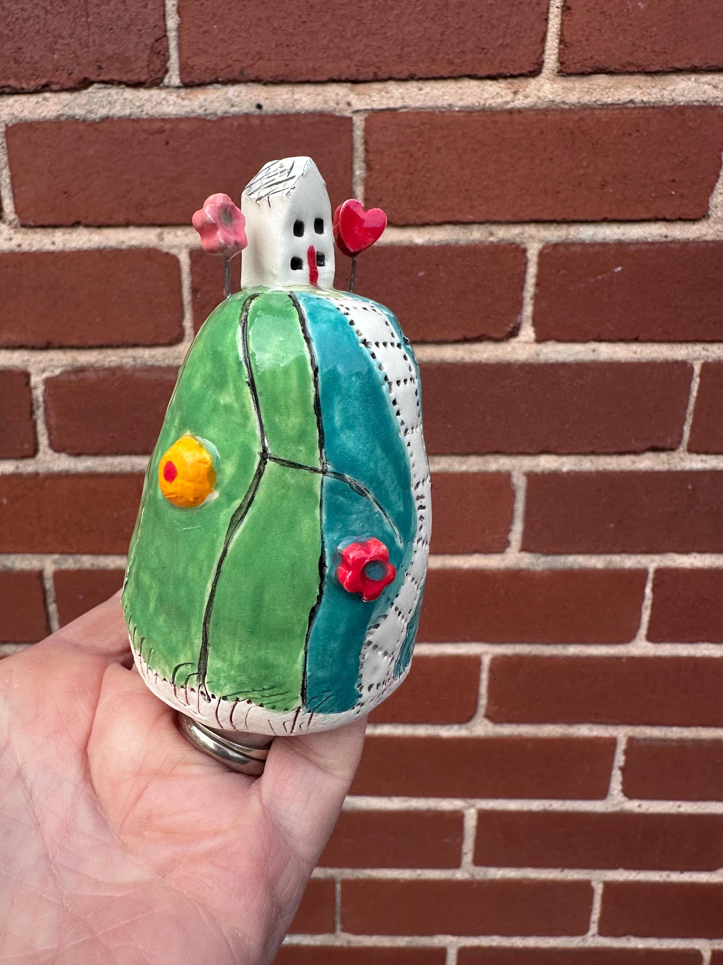 Ceramic House on the Hill Sculpture