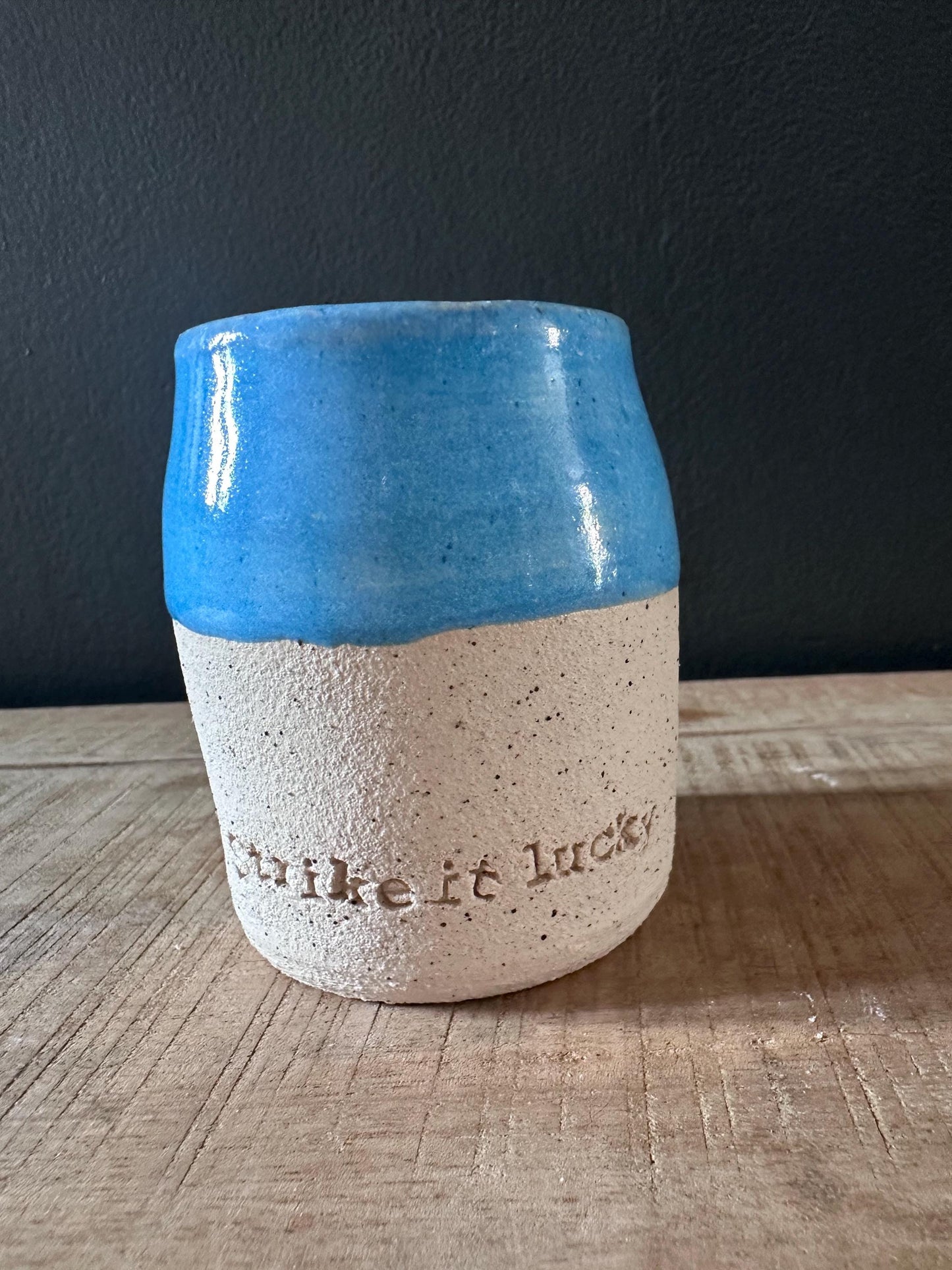 Ceramic Match Pot with phrase and Striker pad