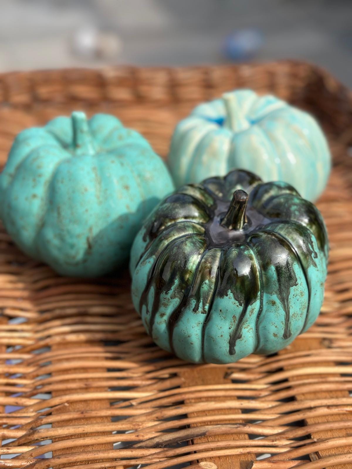 Ceramic Pumpkin Sculpture - Autumn/Halloween/Winter Decoration