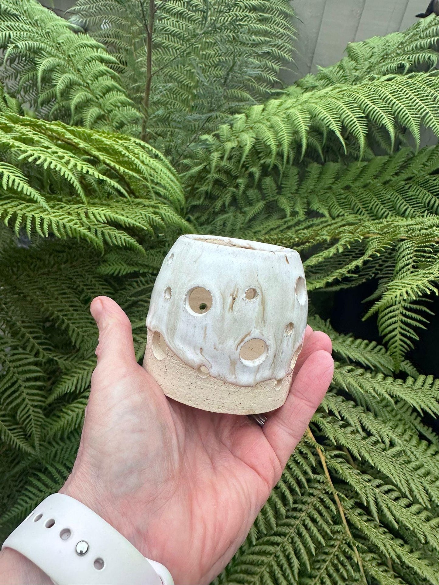 Handmade Stoneware Tealight Holder, Glazed Ceramic Candle Holder