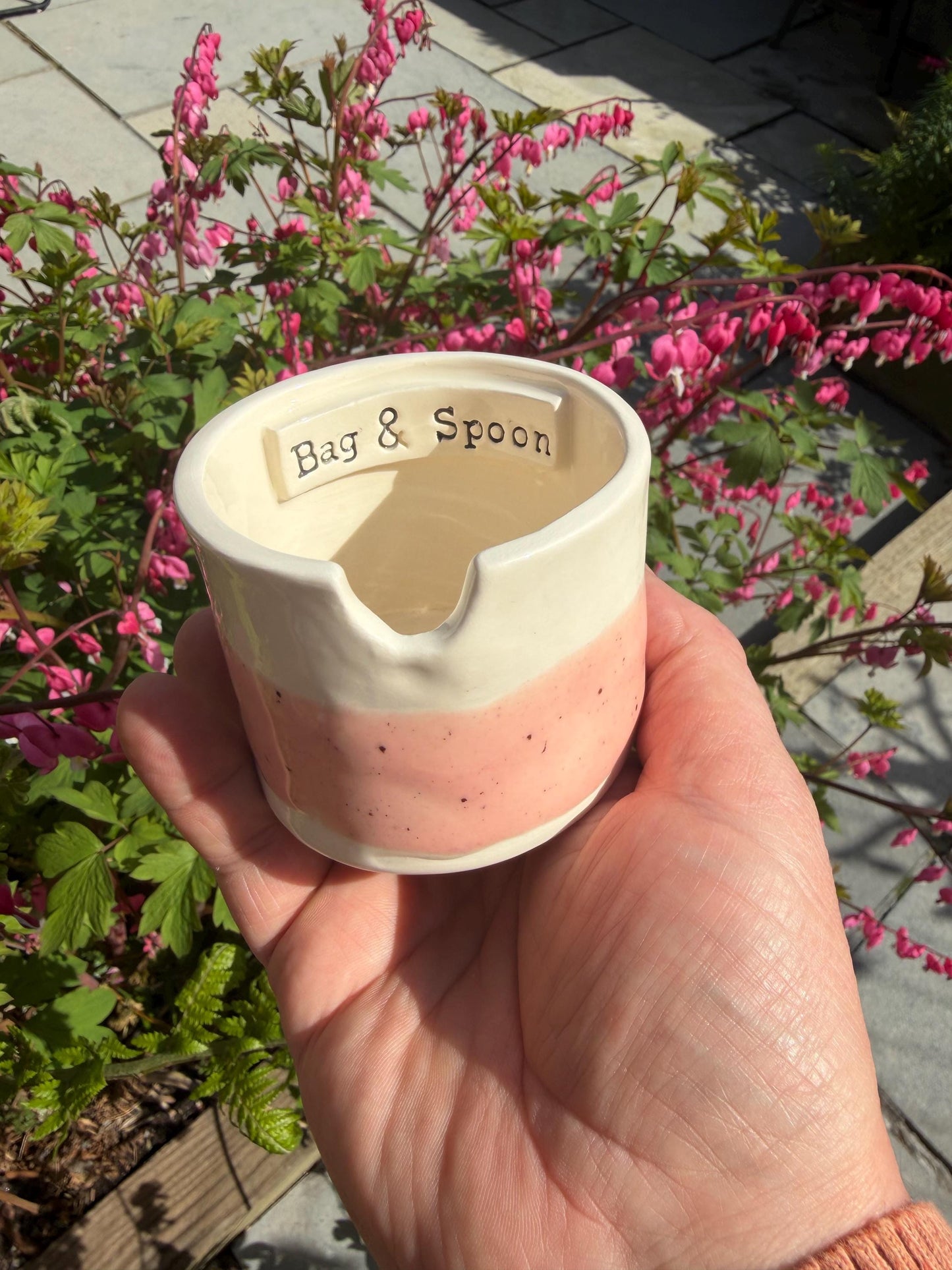 Pretty Ceramic Tea Bag & Spoon pot