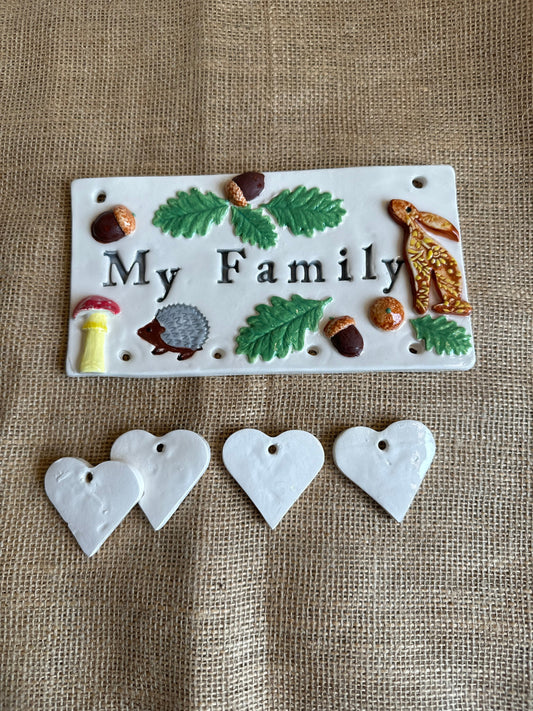 Made to order. Family Handmade ceramic wall plaque. Hand painted.