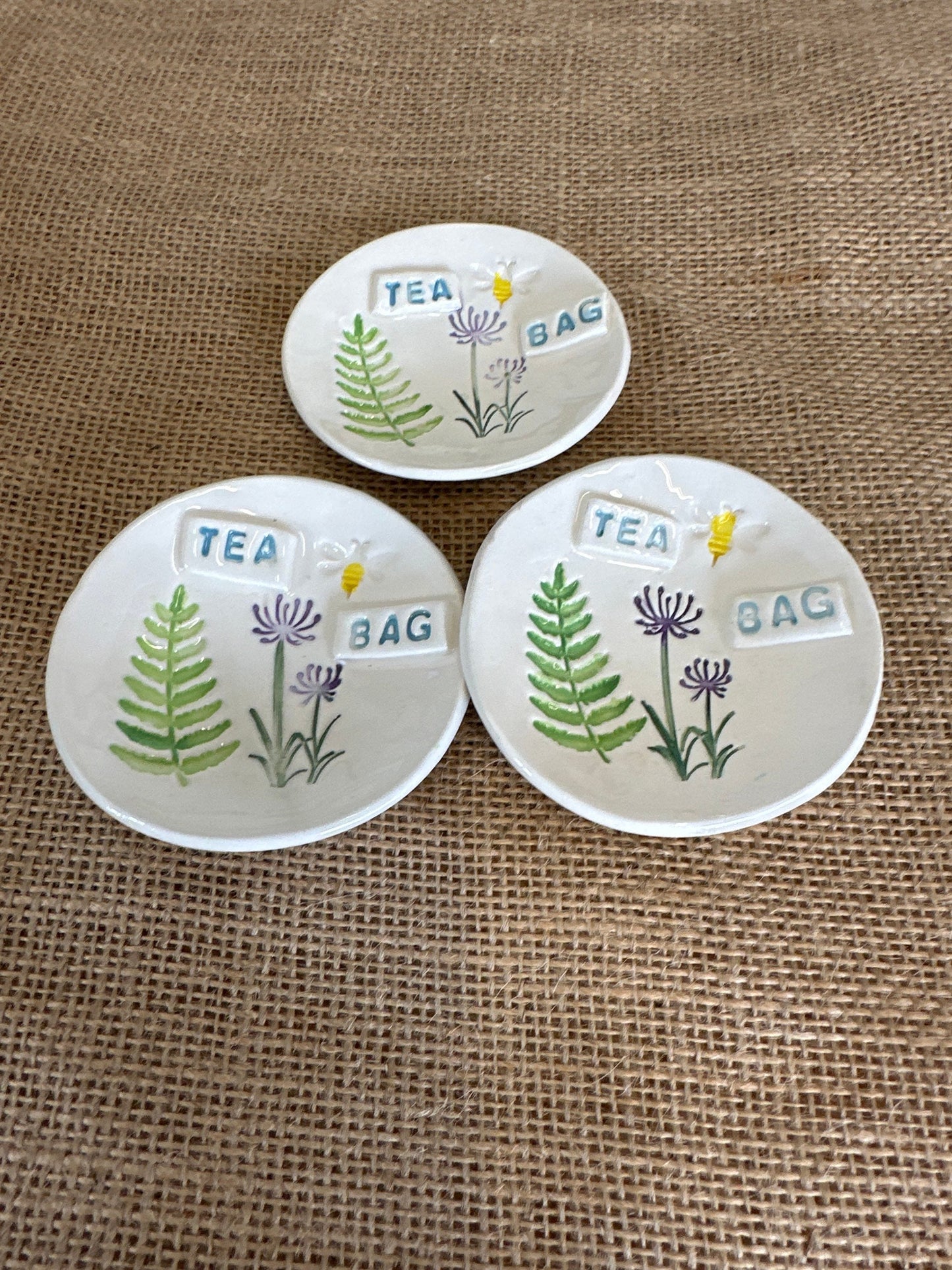 Tea Bag Dish Ceramic Handmade. Hand painted