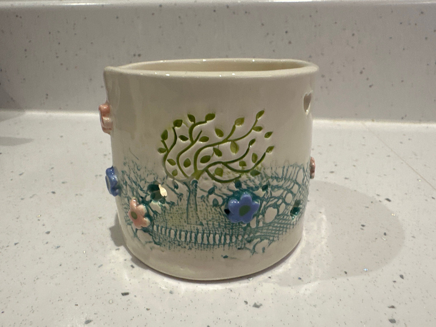 Pretty Ceramic Tea Light Holder Handmade