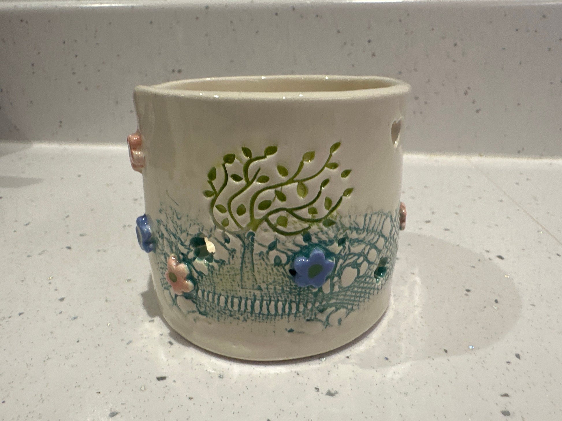 Pretty Ceramic Tea Light Holder Handmade