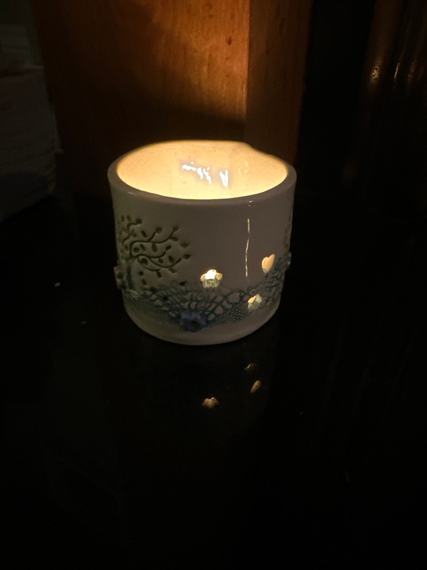 Pretty Ceramic Tea Light Holder Handmade