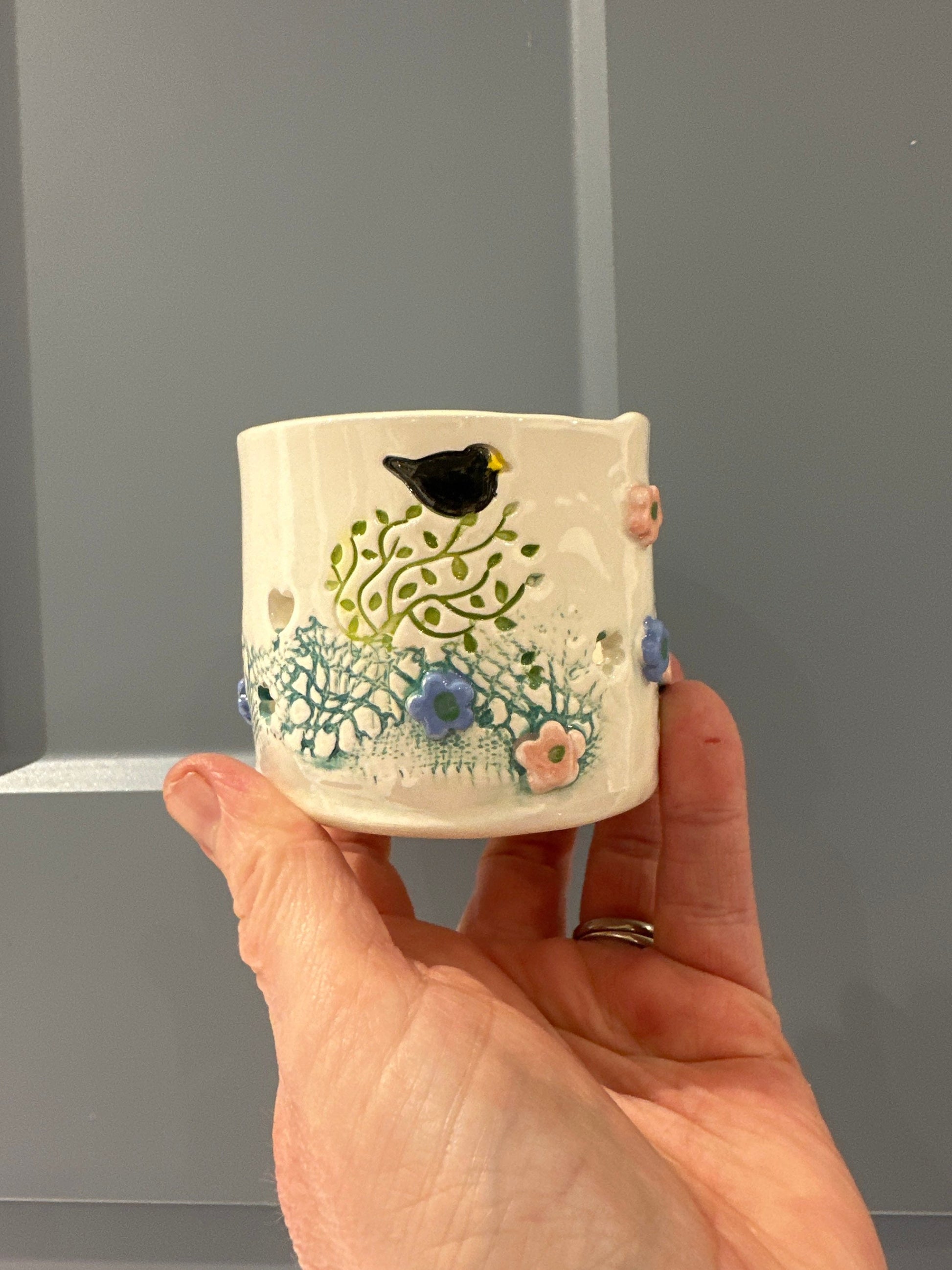 Pretty Ceramic Tea Light Holder Handmade