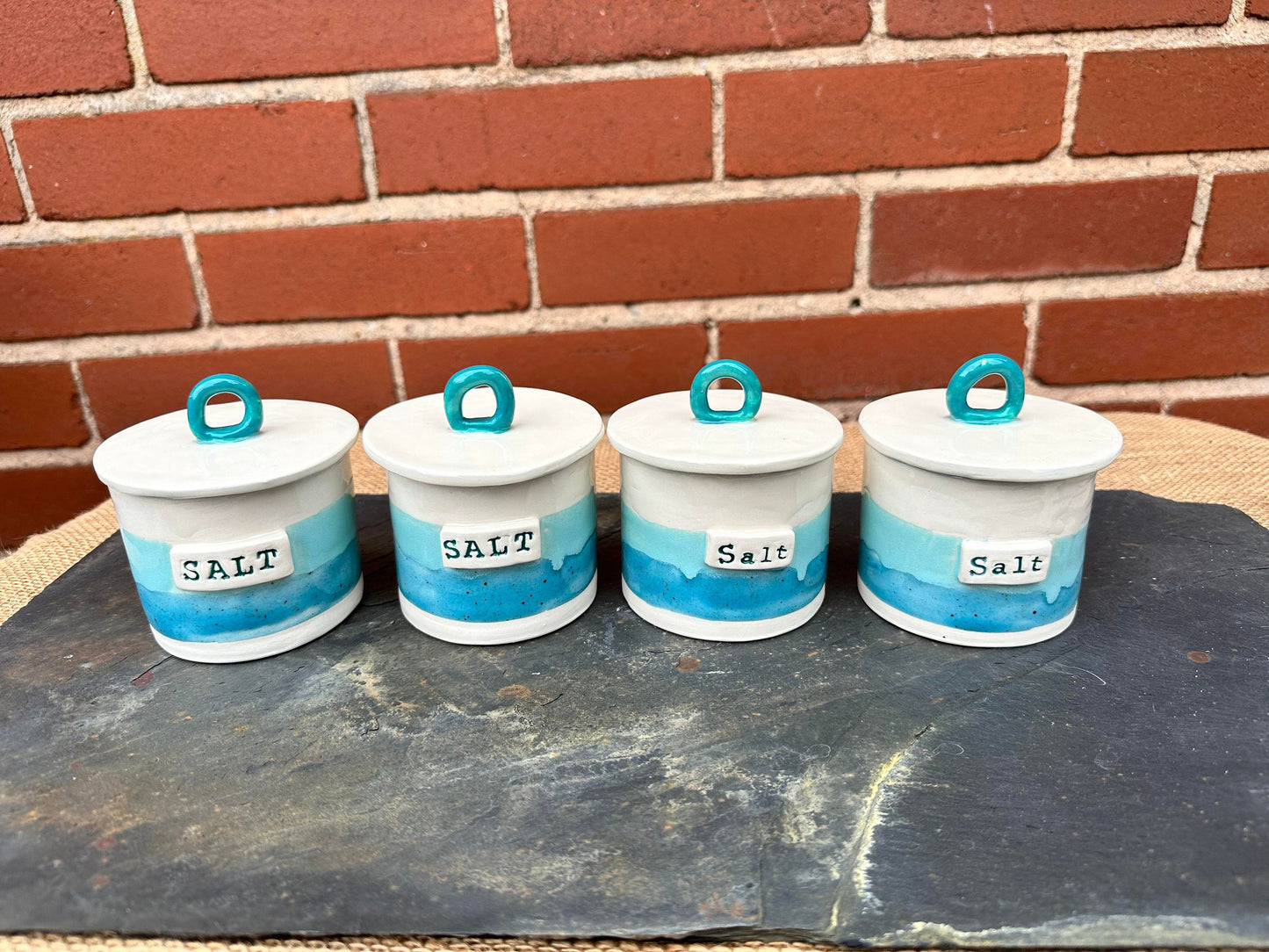 Salt Pot with Lid - Handmade, Unique - Salt Pig - Salt Cellar x 1