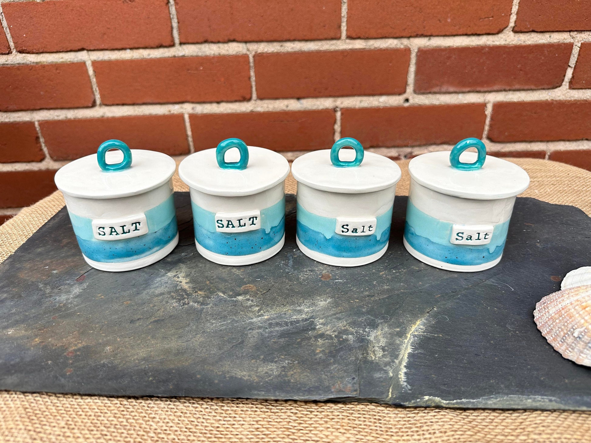 Salt Pot with Lid - Handmade, Unique - Salt Pig - Salt Cellar x 1