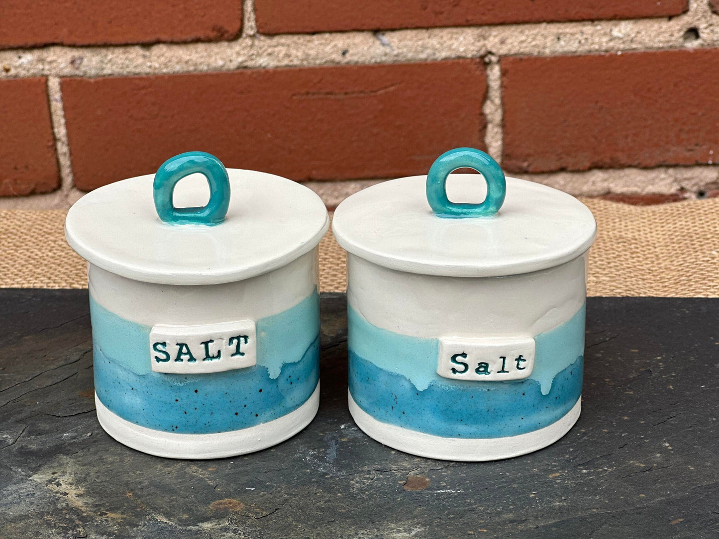 Salt Pot with Lid - Handmade, Unique - Salt Pig - Salt Cellar x 1