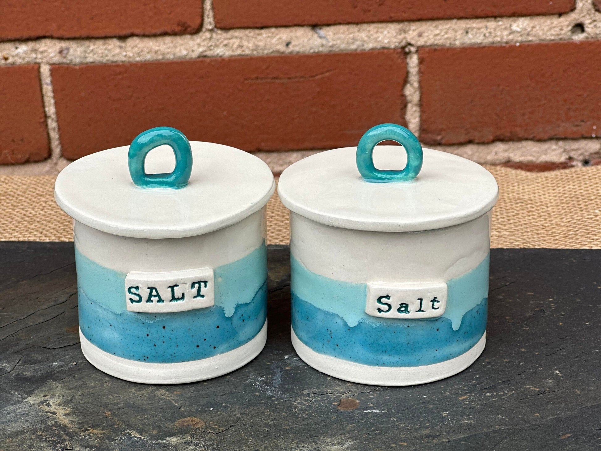 Salt Pot with Lid - Handmade, Unique - Salt Pig - Salt Cellar x 1