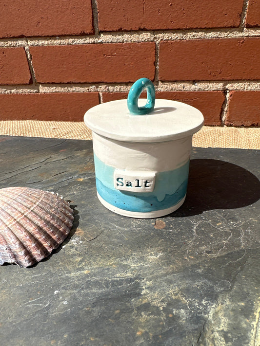 Salt Pot with Lid - Handmade, Unique - Salt Pig - Salt Cellar x 1