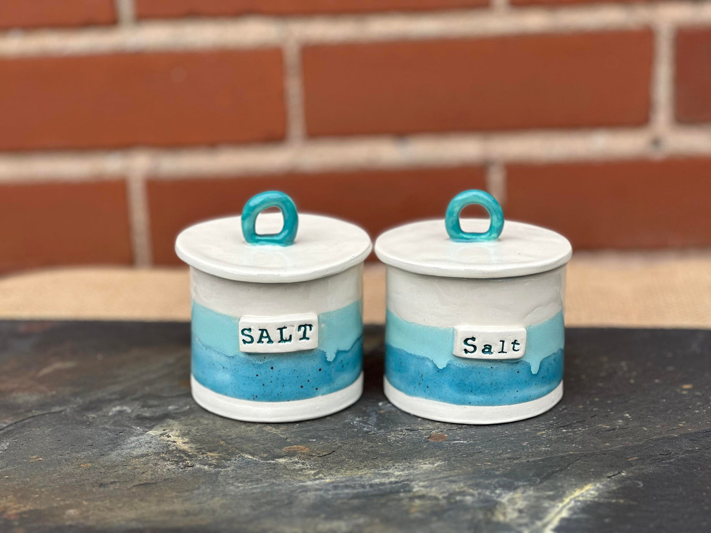 Salt Pot with Lid - Handmade, Unique - Salt Pig - Salt Cellar x 1