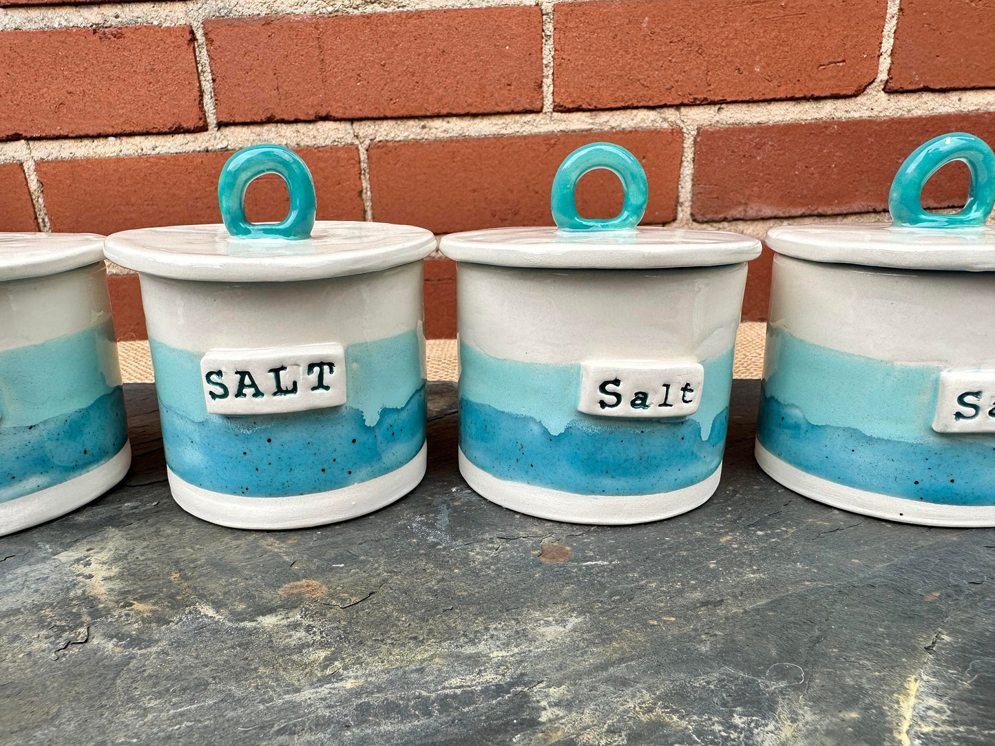 Salt Pot with Lid - Handmade, Unique - Salt Pig - Salt Cellar x 1