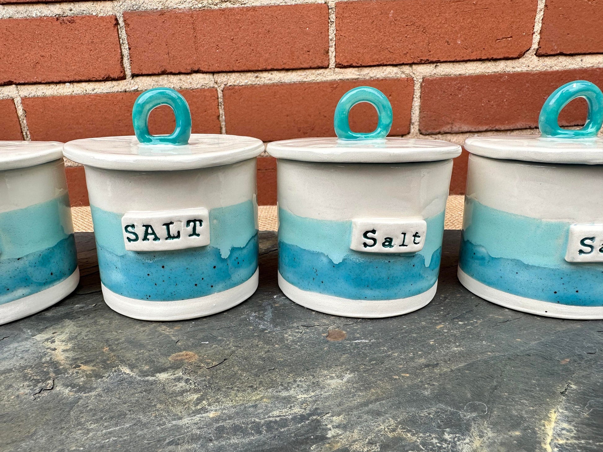 Salt Pot with Lid - Handmade, Unique - Salt Pig - Salt Cellar x 1