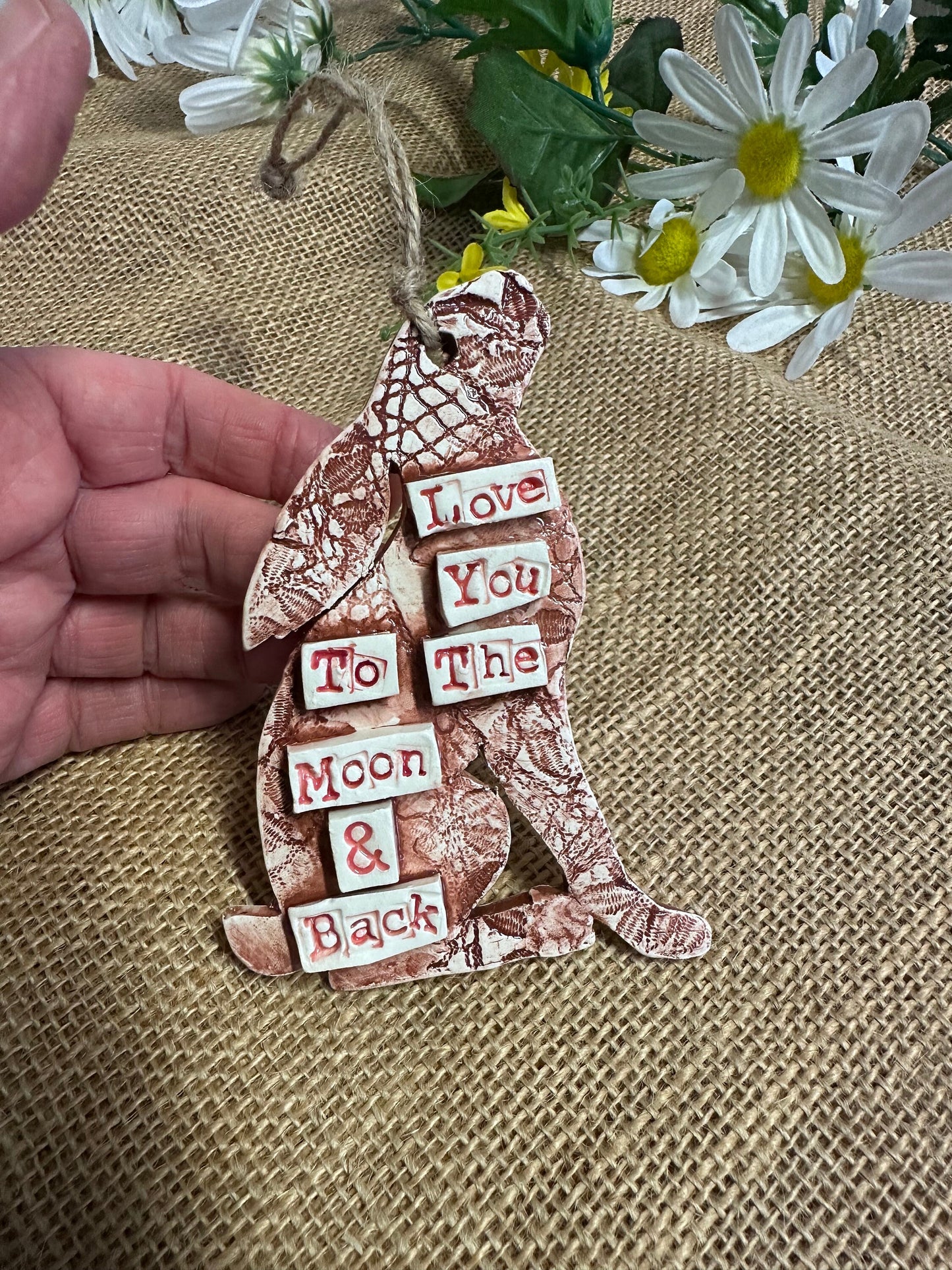 Ceramic Moon Gazing Hare , Love You to the Moon & Back