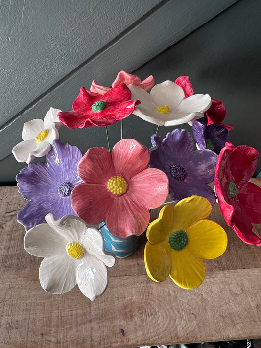 Ceramic Handmade Flowers - Made in Devon - Each is Unique