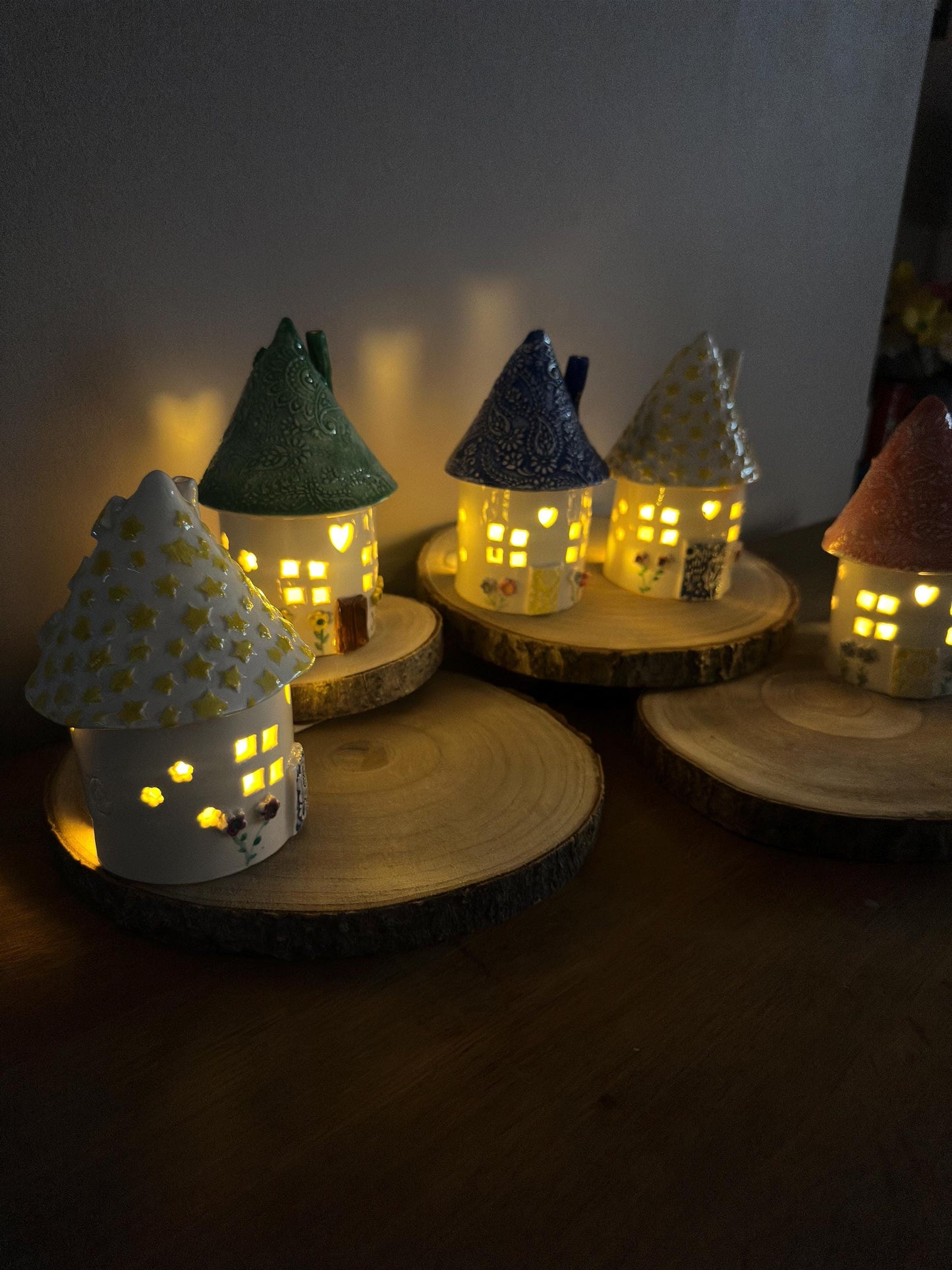 Ceramic Round Fairy Elf House Tea Light Holder