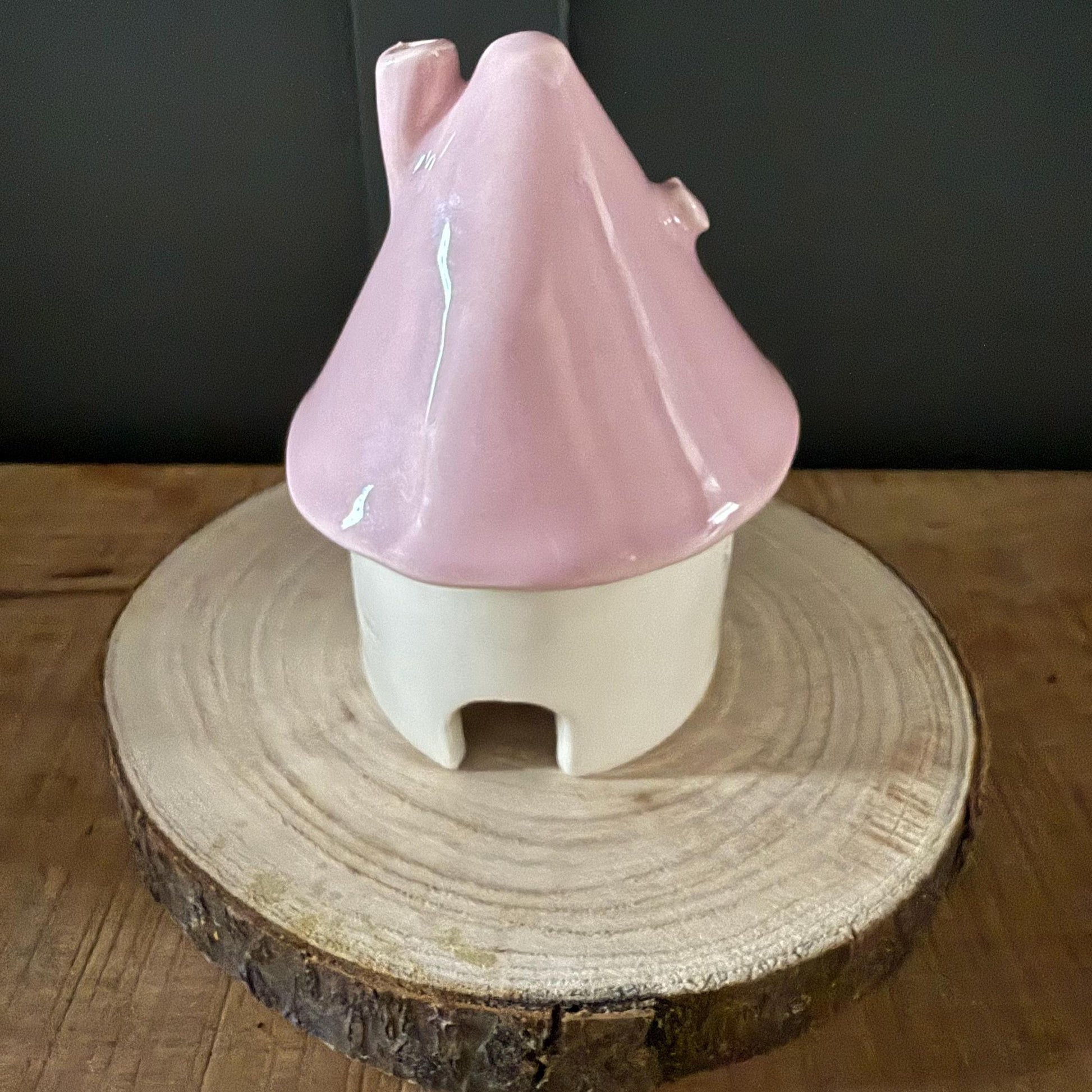 Ceramic Mini Round Fairy Elf House Tea Light Holder