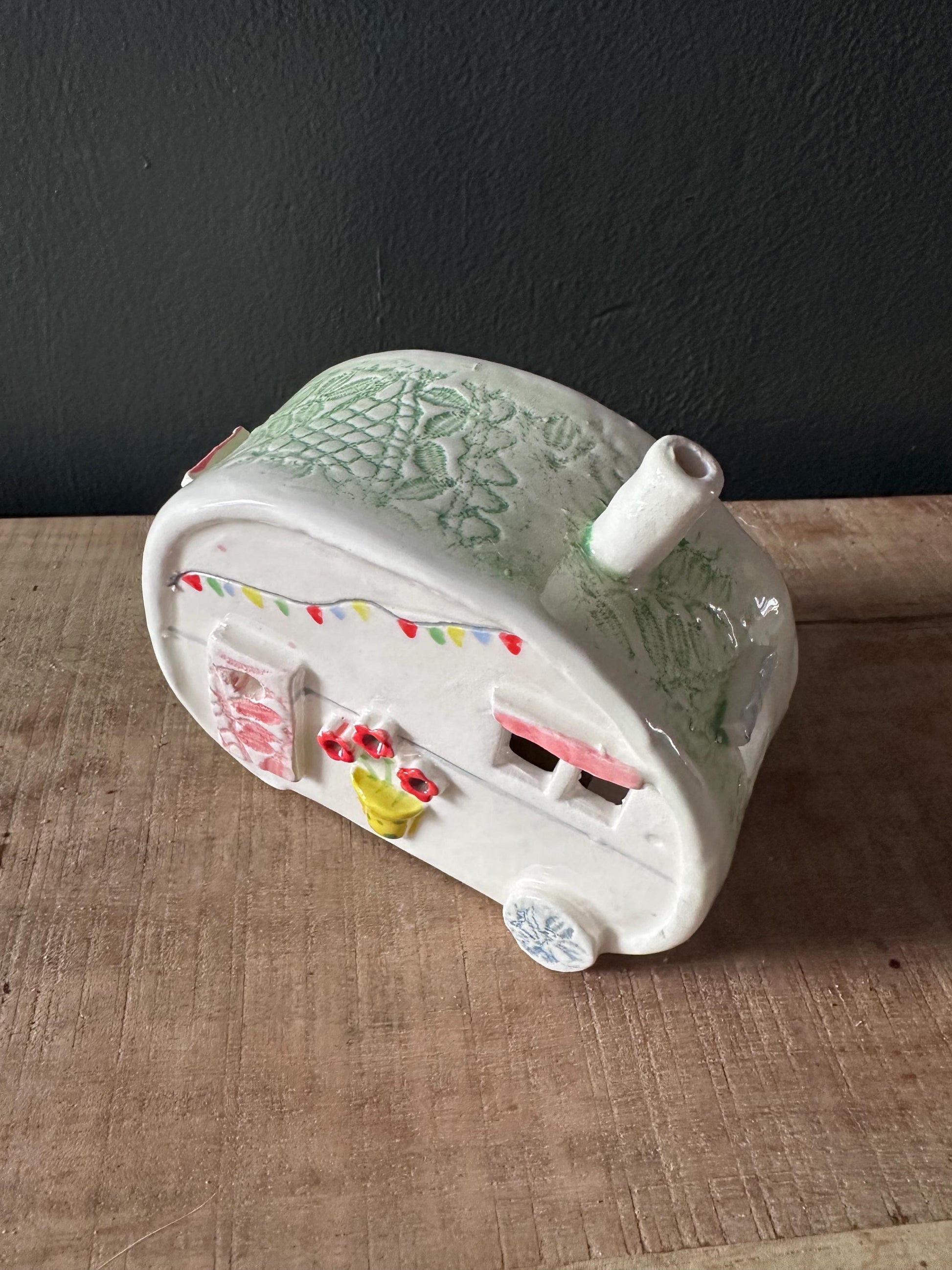 Beautifully Handmade Ceramic Tea Light Caravan