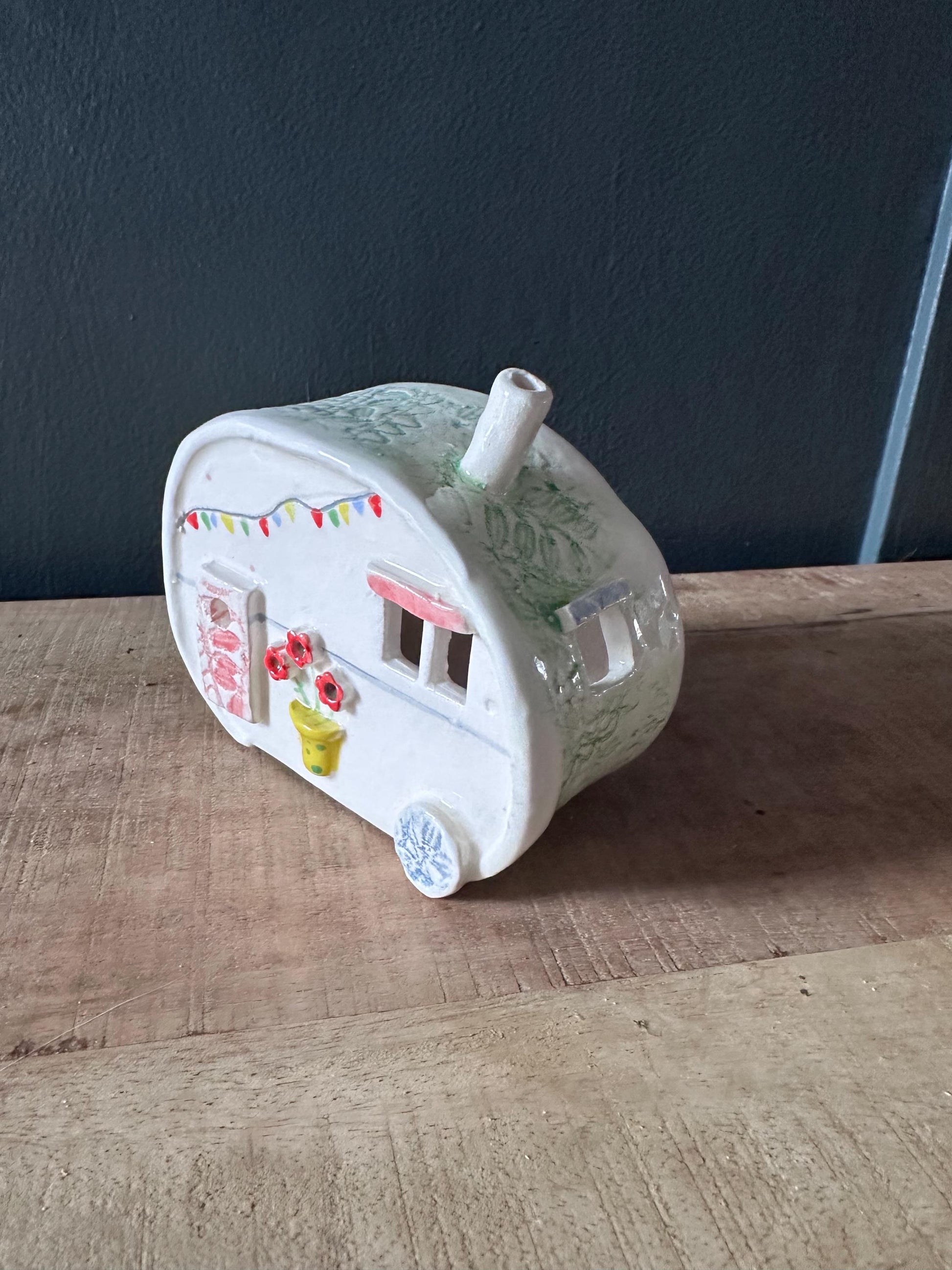 Beautifully Handmade Ceramic Tea Light Caravan