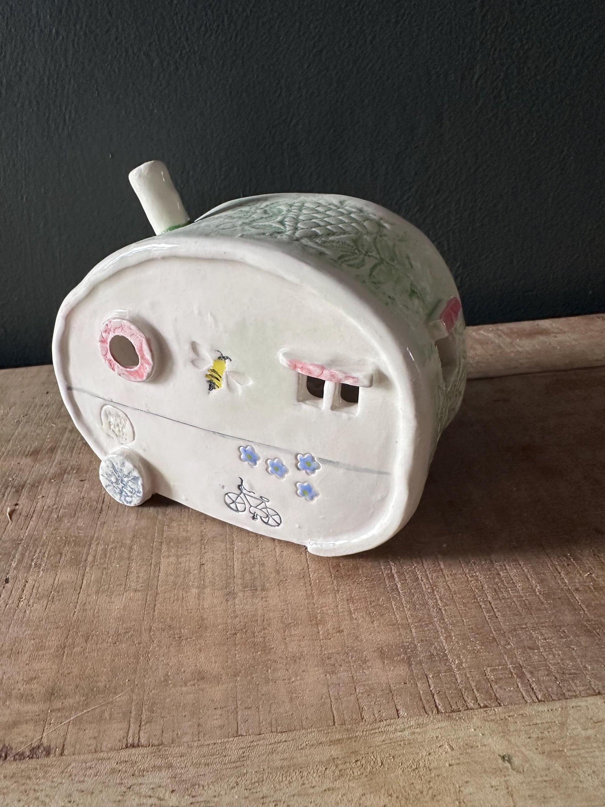 Beautifully Handmade Ceramic Tea Light Caravan