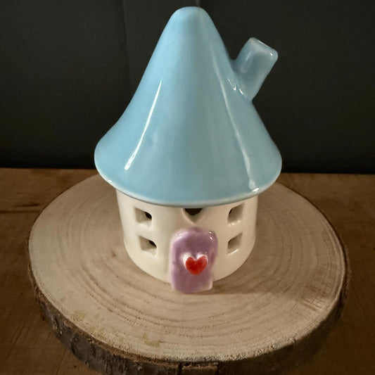 Ceramic Mini Round Fairy Elf House Tea Light Holder