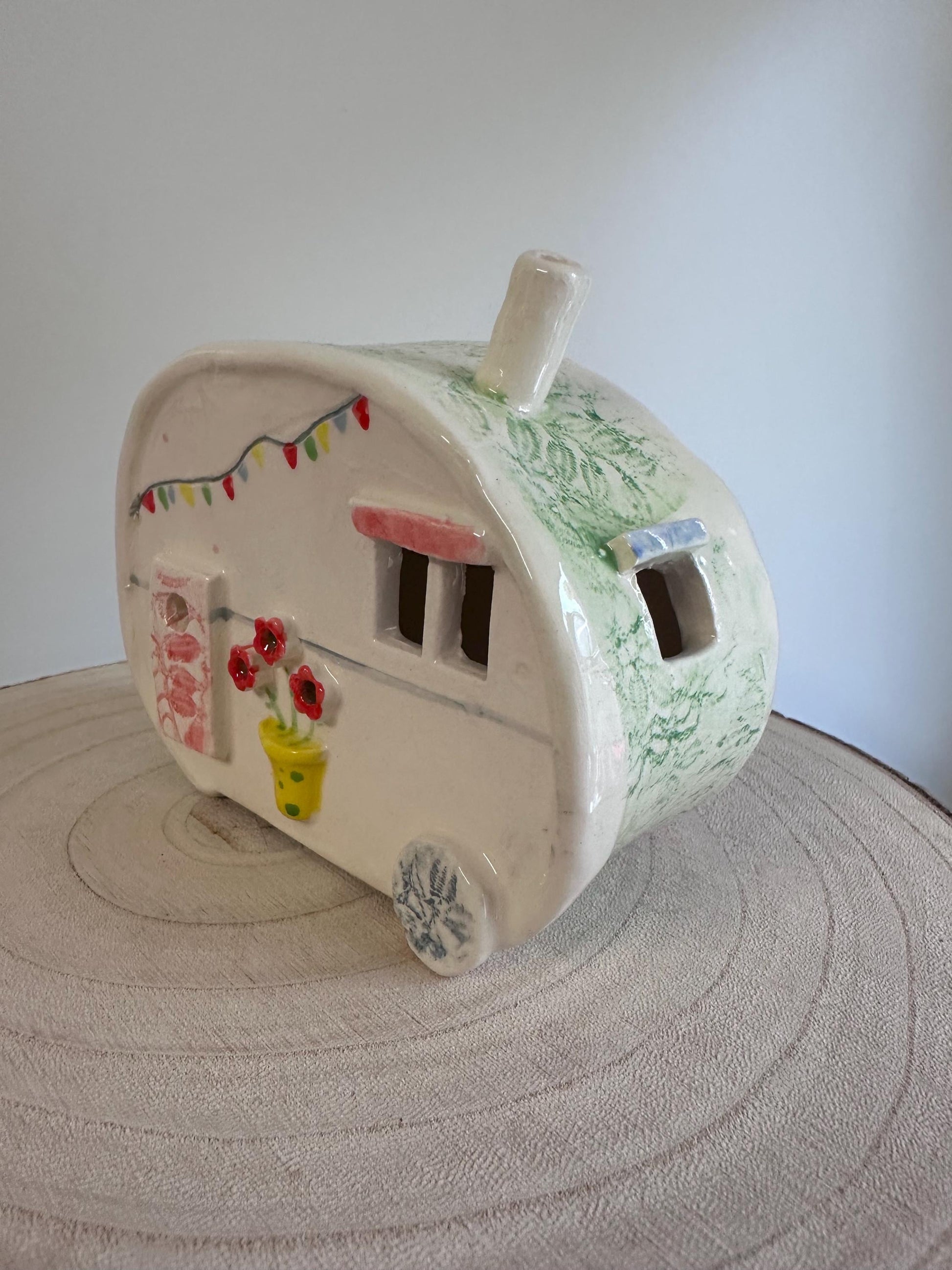 Beautifully Handmade Ceramic Tea Light Caravan